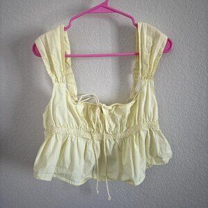 Urban Outfitters summer yellow green crop top with tie keyhole detail  womens